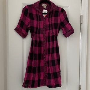 Plaid shirtwaist button-down dress